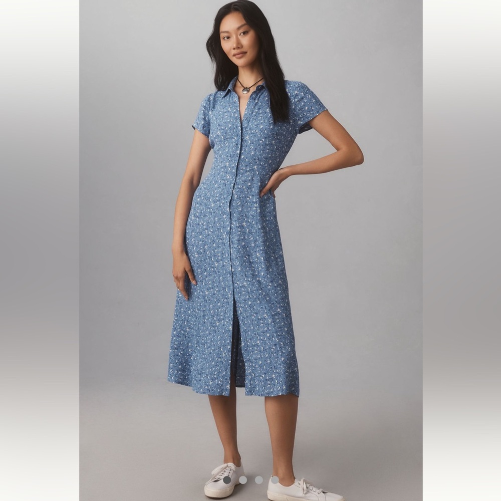 Reformation x Anthropologie Wilma button up shirt midi dress, size 6, brand new